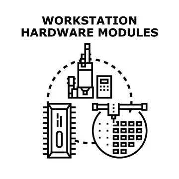 Workstation hardware module manufacturing and assembly process イラスト素材