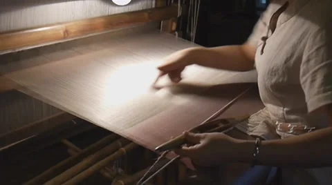 Workwoman weaving Stock Footage