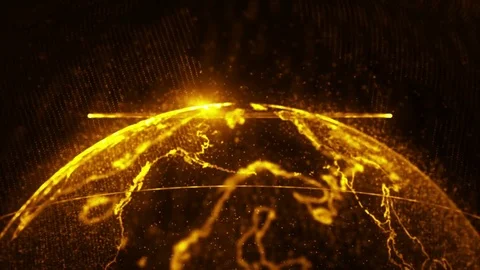 World 3d earth particular 4K golden color Stock Footage 73441392
