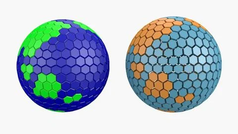 World 3d hexagon map 3D Model