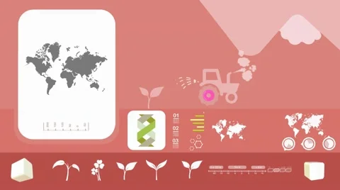 World - Agriculture - Vector Animation - red Stock Footage 62803821
