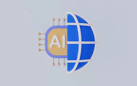 World AI network and World Technology Icon, Technology and Computing Concepts Illustrazione stock
