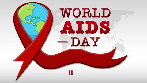 World aids day animated video with red ribbon and globe awareness campaign .. Stock Footage 334318544