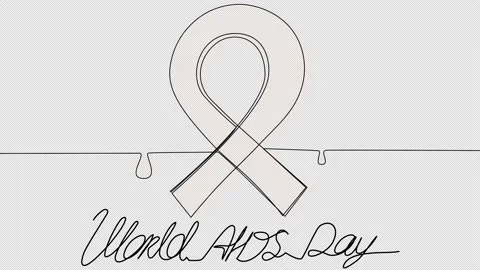 World AIDS Day Animation in single line on a white screen. Stock Footage 221111927