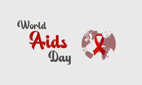 World AIDS Day Awareness Background Red banner Ribbon and Global Support Ve.. Stock Illustration
