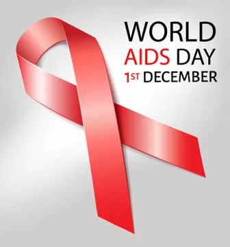 World Aids Day background with red ribbon of aids awareness Stock Illustration