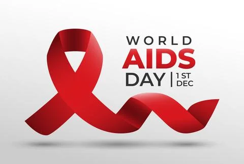 World AIDS day Banner. Realistic Red Ribbon Stock Illustration
