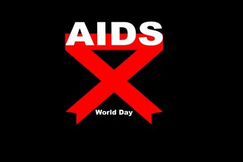 World AIDS Day, December 1, red ribbon on a black background, symbol of the.. Stock Illustration