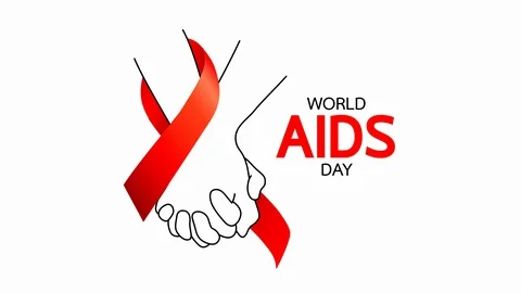 World AIDS Day. Holding hands with Red ribbon. Aids Awareness animation design. Stock Footage 128731371