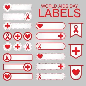 World AIDS day labels 스톡 일러스트