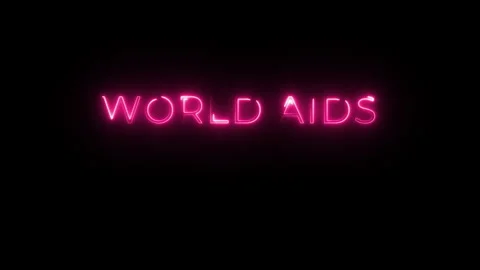 World AIDS Day neon text animation for social awareness symbol with Seamless loo Stock Footage 291109312