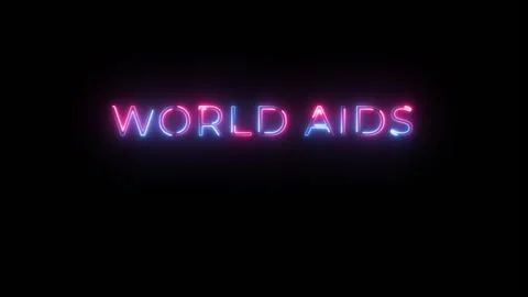 World AIDS Day neon text animation for social awareness symbol with Seamless loo Stock Footage 291109367