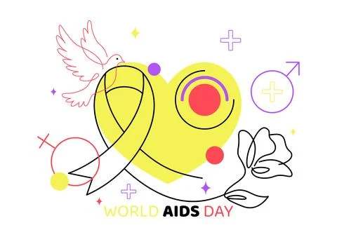World AIDS Day Vector Illustration featuring Red Ribbon Symbol, Awareness E.. Stock Illustration