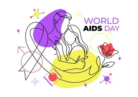 World AIDS Day Vector Illustration featuring Red Ribbon Symbol, Awareness E.. Stock Illustration