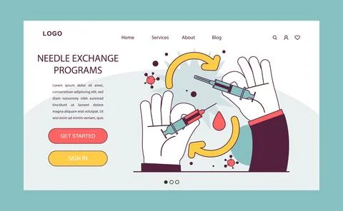 World AiDs day web banner or landing page. Needle and syringe Stock Illustration