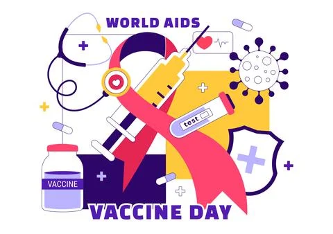 World AIDS Vaccine Day Vector Illustration Featuring Red Ribbon Awareness, .. Stock Illustration