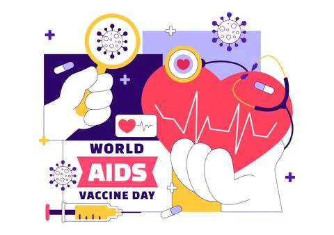 World AIDS Vaccine Day Vector Illustration Featuring Red Ribbon Awareness, .. Stock Illustration