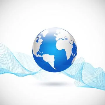 World and abstract motion wave line for business, technology concept Stock Illustration