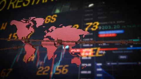 The World and barbed wirefor war or crisis concept 3d Rendering. Stock-Illustration