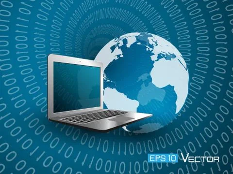 World and computer Illustrazione stock