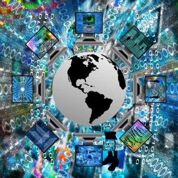 The world and computers Stock Illustration