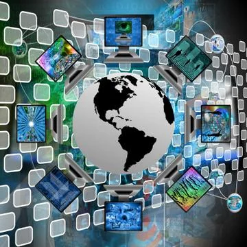 The world and computers Stockillustratie