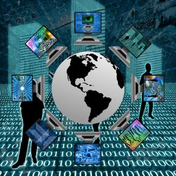 The world and computers Stock Illustration