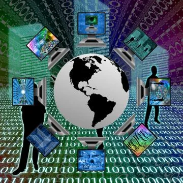 The world and computers Illustrazione stock