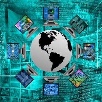 The world and computers 库存插图