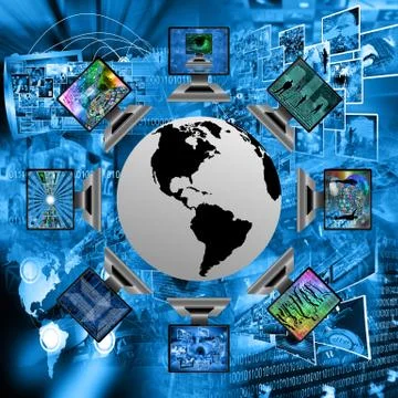 The world and computers Illustrazione stock