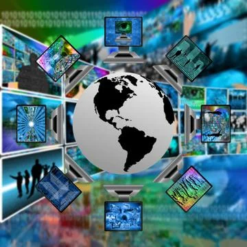 The world and computers Illustrazione stock