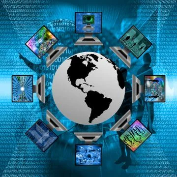 The world and computers Stock Illustration