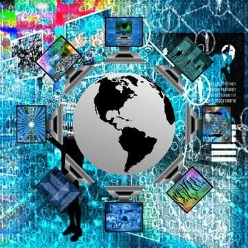 The world and computers Stock Illustration