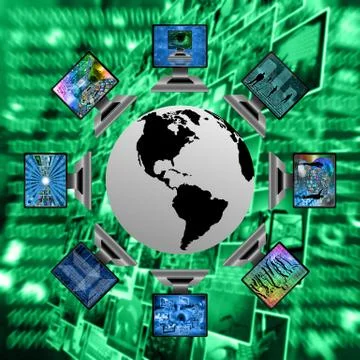 The world and computers Stock Illustration