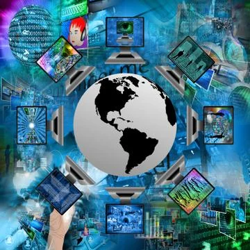 The world and computers Illustrazione stock