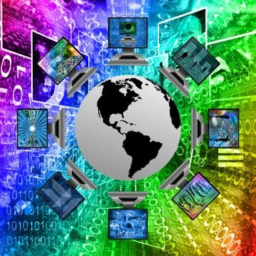The world and computers Illustrazione stock