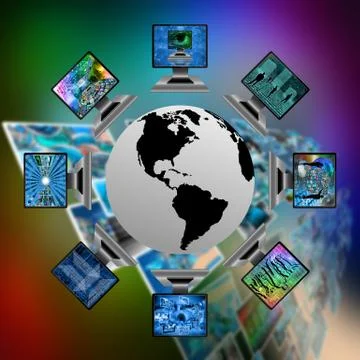 The world and computers 库存插图