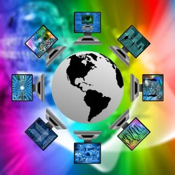 The world and computers Stock Illustration