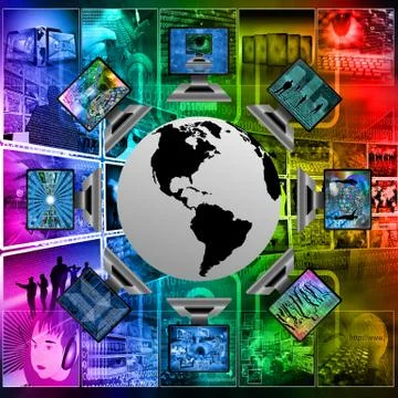The world and computers Illustrazione stock