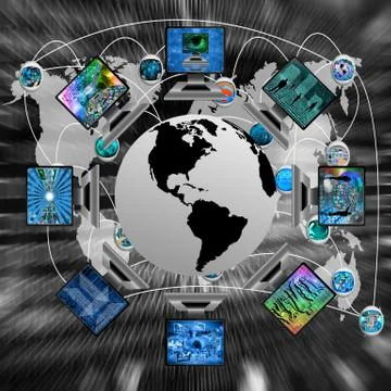 The world and computers 库存插图