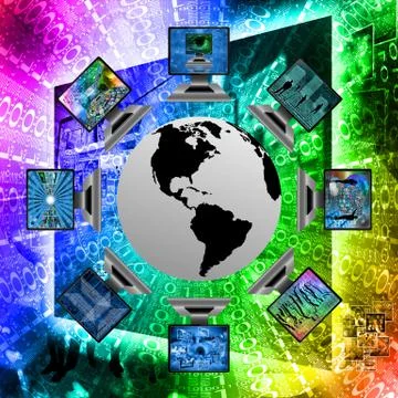 The world and computers Illustrazione stock