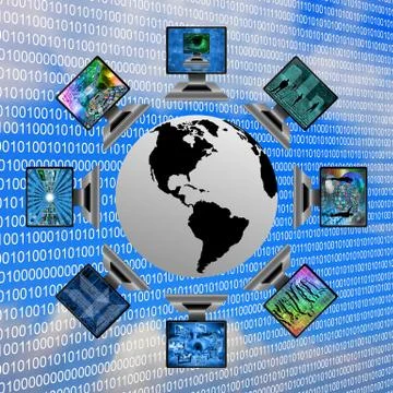 The world and computers Illustrazione stock