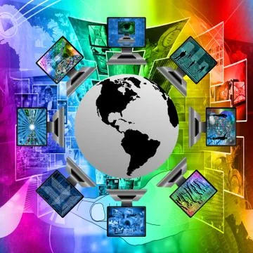 The world and computers Illustrazione stock