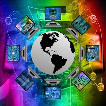 The world and computers Illustrazione stock