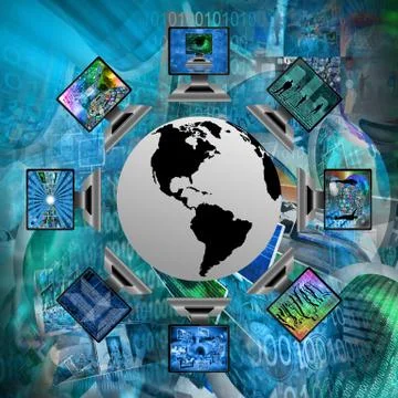 The world and computers Illustrazione stock