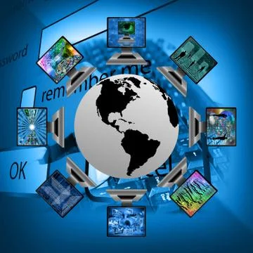 The world and computers Illustrazione stock