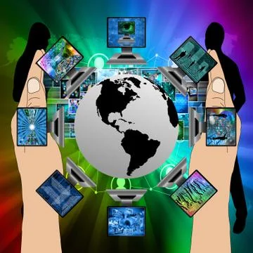 The world and computers Stock Illustration