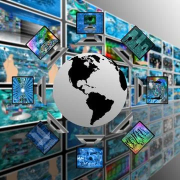 The world and computers Stock Illustration