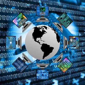 The world and computers Illustrazione stock