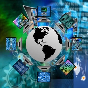 The world and computers Illustrazione stock